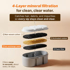 Wireless doggy fountain 7L 1.85 Gal cordless stainless steel pet fountain 4 layer filtration 30 day battery