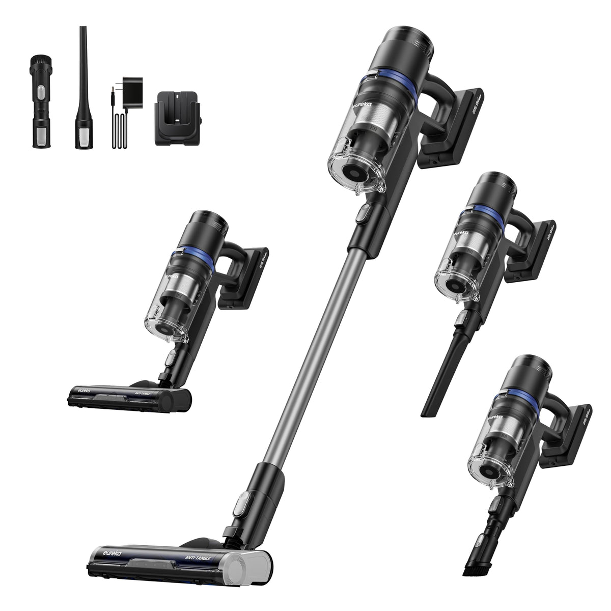 ReactiSense 350W Anti Tangle Cordless Stick Vacuum NEC451BL Lightweight for Home Hard Floor Carpet Pet Hair