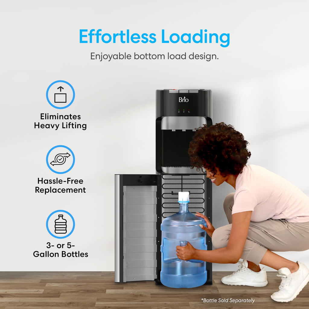 Bottom Loading Water Cooler Dispenser for 5 Gallon Bottles Stainless Steel Freestanding Home Office