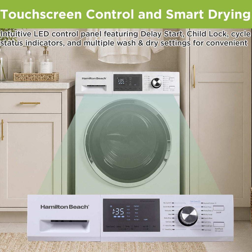 2.65 Cu Ft All In One Apartment Size Washer and Dryer Combo Compact Space Saving Design for Small Spaces