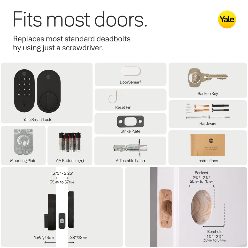 Smart Lock Deadbolt Compatible with Google Matter Keyless Entry App Control Smart Home Matte Black