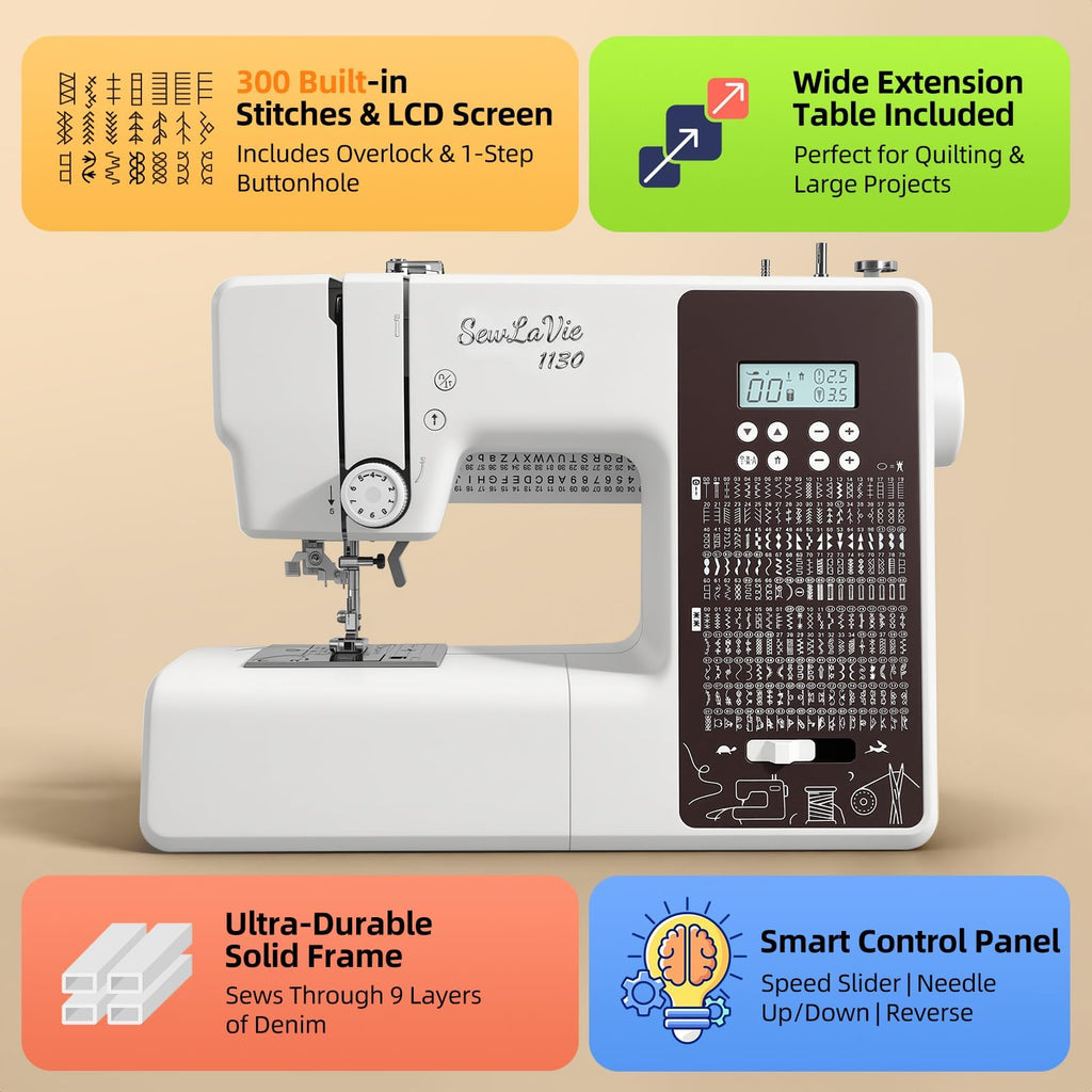 Computerized Sewing and Quilting Machine Model 1130 with 300 Built In Stitches for Home DIY Projects