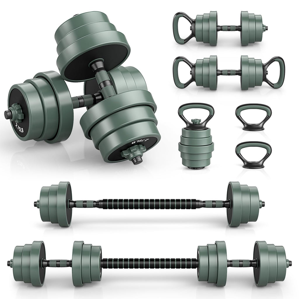 Adjustable dumbbell set 4 in 1 with connector 92 lbs 47 lbs dumbbells barbells kettlebells push up stands