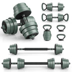 Adjustable dumbbell set 4 in 1 with connector 92 lbs 47 lbs dumbbells barbells kettlebells push up stands