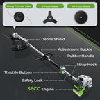 36CC 3 in 1 Gas Powered Weed Trimmer and String Trimmer with Brush Cutter and 3 and 40 Tooth Blades