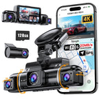 4K Dash Cam Front and Rear Left Right with GPS 20MB per Second WiFi 6 Car Camera Video Recorder