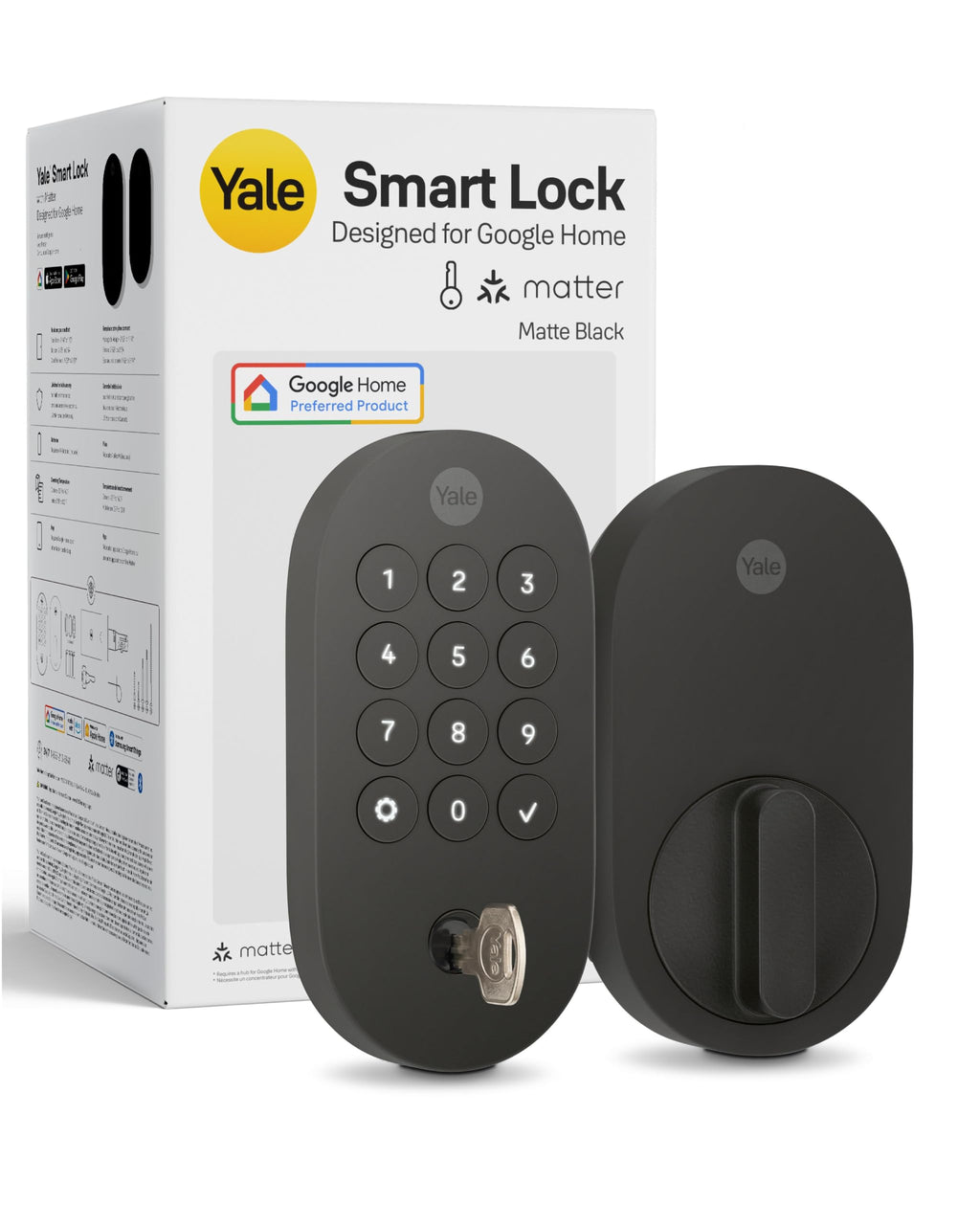 Smart Lock Deadbolt Compatible with Google Matter Keyless Entry App Control Smart Home Matte Black