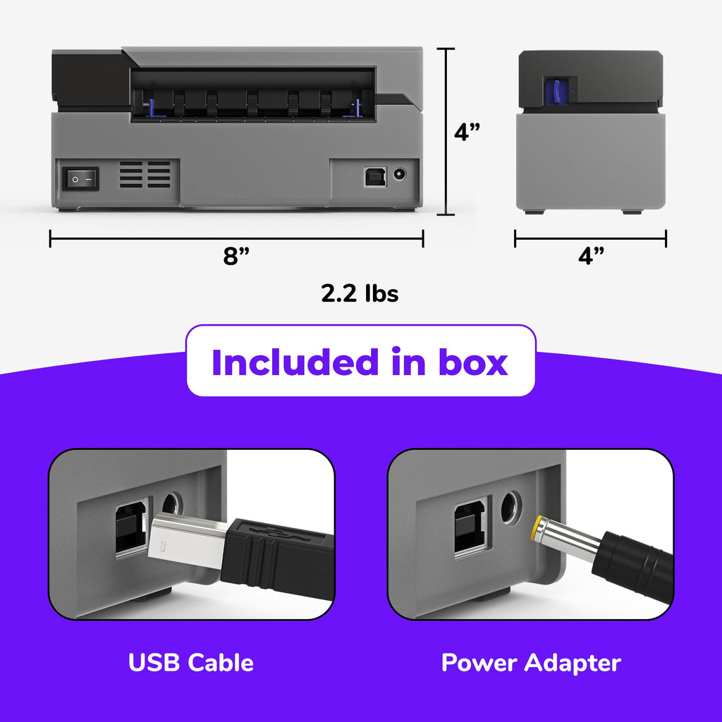 USB Shipping Label Printer Commercial Grade 4x6 Thermal Printer for Packages Mailing and Shipping