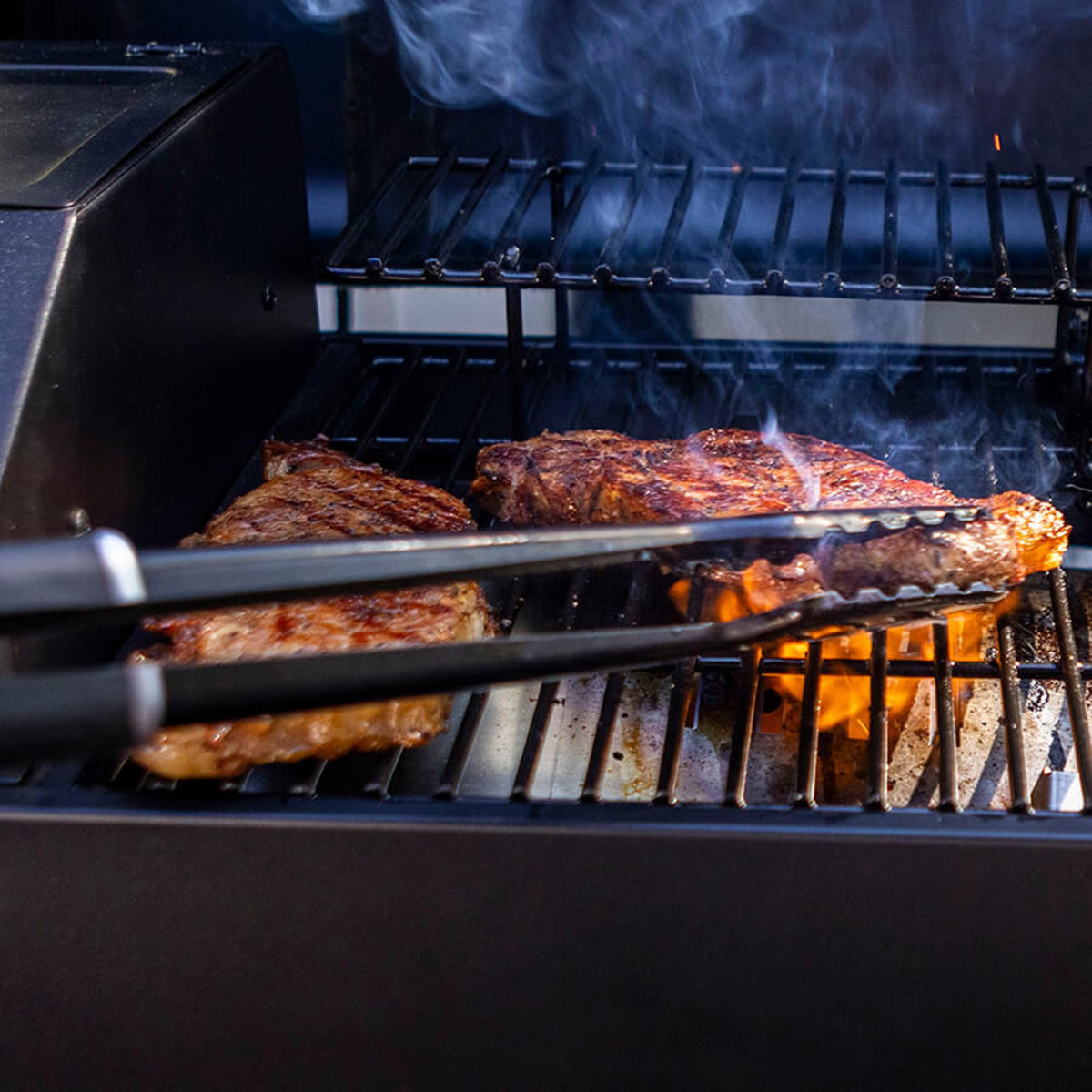 150 Wood Pellet Grill and Smoker with Flame Broiler 256 Sq In Cooking Space 180F to 500F 7 lb Hopper Black