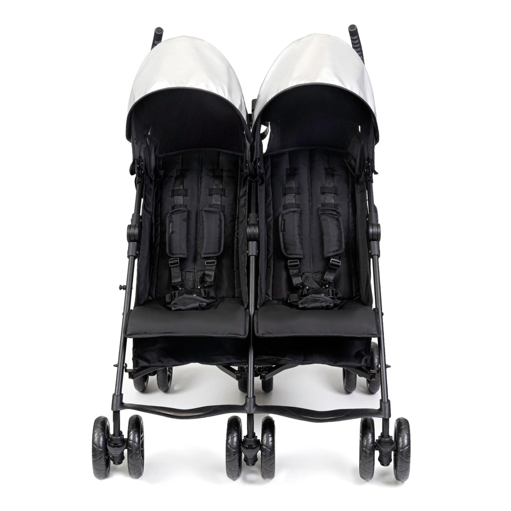 3Dlite Lightweight Folding Side by Side Double Stroller with 5 Point Harness for Infants Toddlers Black