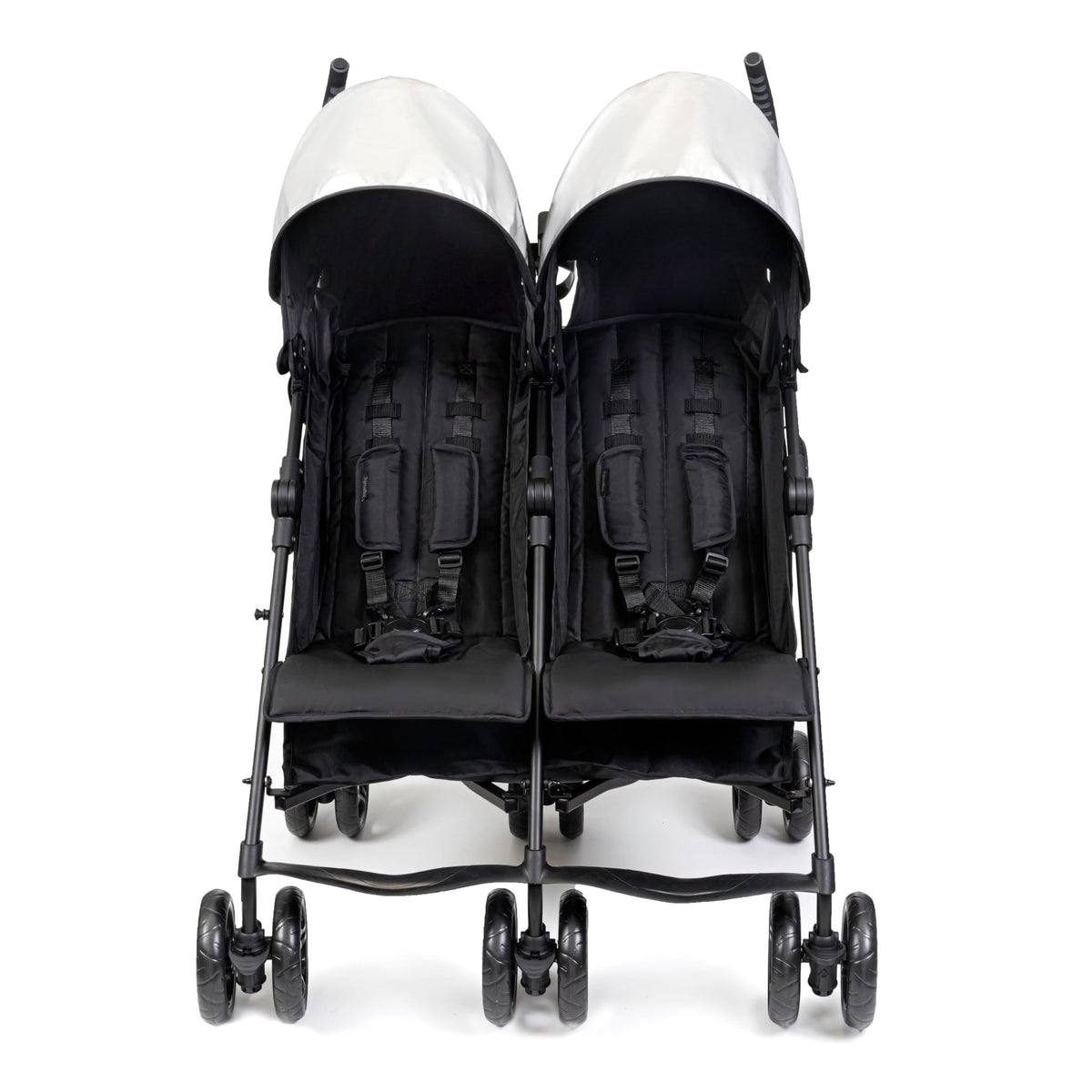 3Dlite Lightweight Folding Side by Side Double Stroller with 5 Point Harness for Infants Toddlers Black