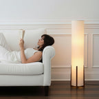 Parker Paper Lantern Floor Lamp 48 Inch Tall Wood Frame Asian Tower Shade for Bedroom Living Room Office Decor