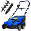 16 Inch Electric Dethatcher Scarifier 15A Copper Motor 5 Position Depth Adjust 14.5 gal Bag 2 in 1 Walk Behind