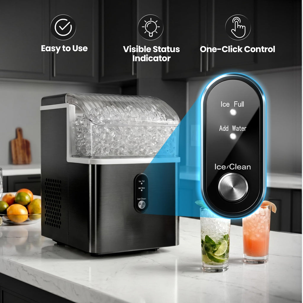 Nugget Ice Maker Countertop 35lbs per Day Portable Pebble Ice Machine for Home Kitchen Office Bar