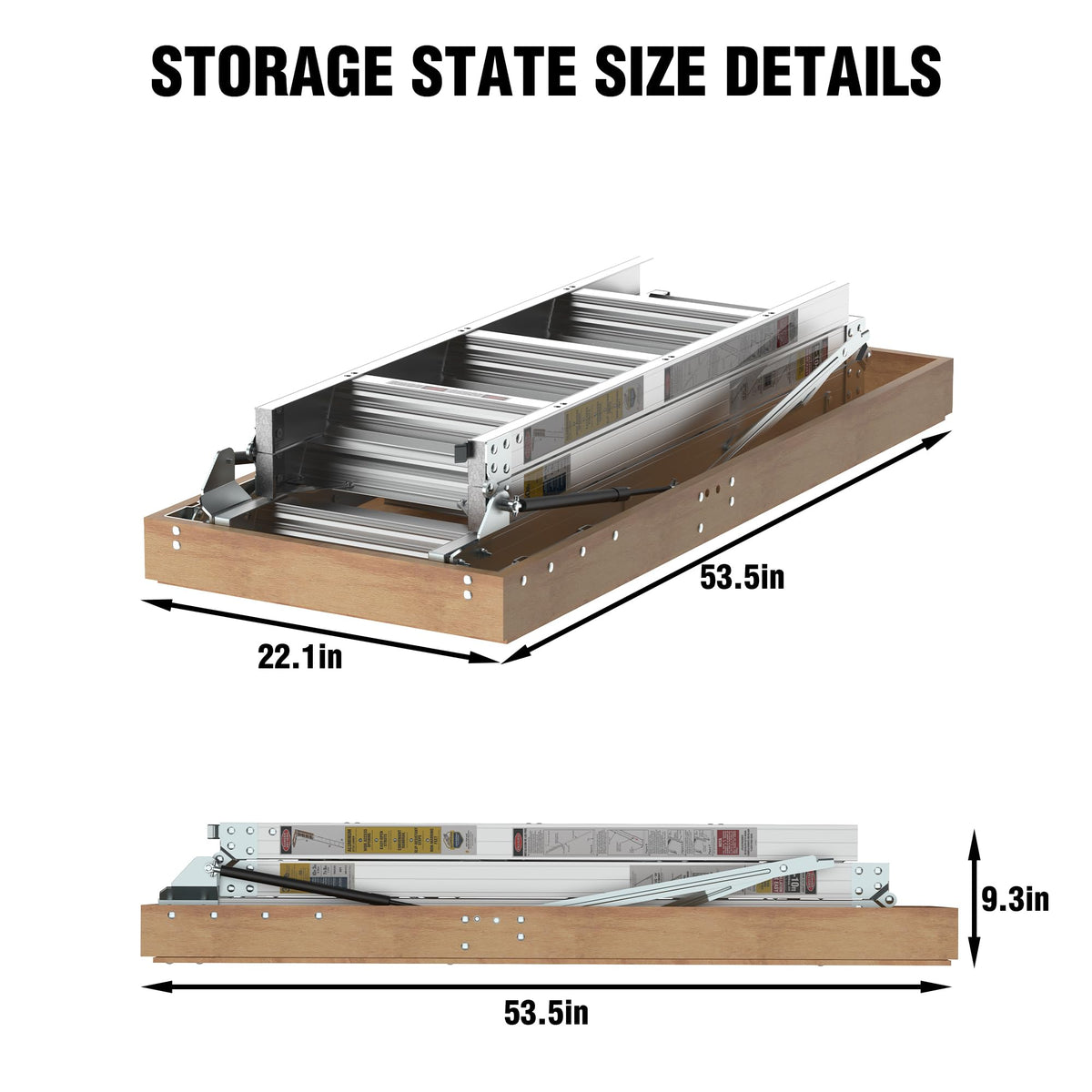 Aluminum Attic Ladder Pull Down System Attic Stairs Attic Lift 7'8 to 10'3 Ceiling 22.5 x 54 380 lbs Capacity