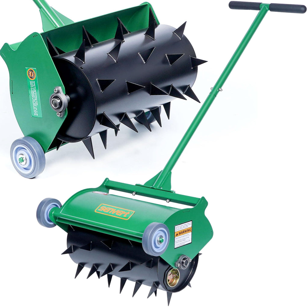 Rolling Lawn Aerator Heavy Duty Push Spike Aeration Tool Up to 55 lbs Manual Rotary Grass Aerator for Yard