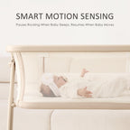 Electric Baby Bassinet Auto Rocking Bedside Sleeper 6 Heights Mattress Remote Control 5 Speeds 3 Timers Beige