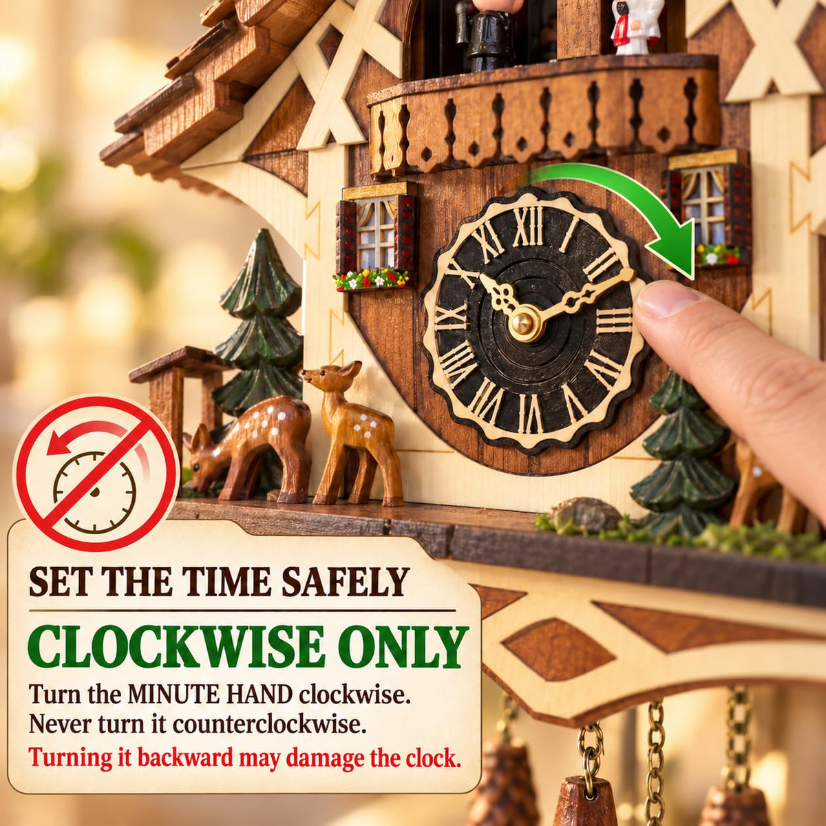 Traditional Handmade Wooden Cuckoo Clock With Quartz Wall Clock Movement Family Gift Home Decor