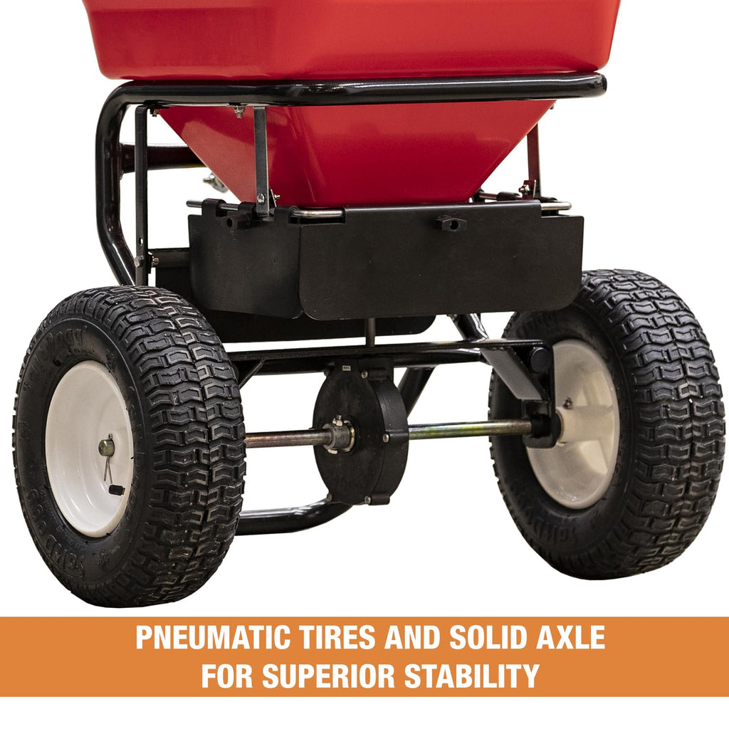 3039632R 100 lb All Season Walk Behind Broadcast Spreader for Lawn Seed Fertilizer Ice Melt