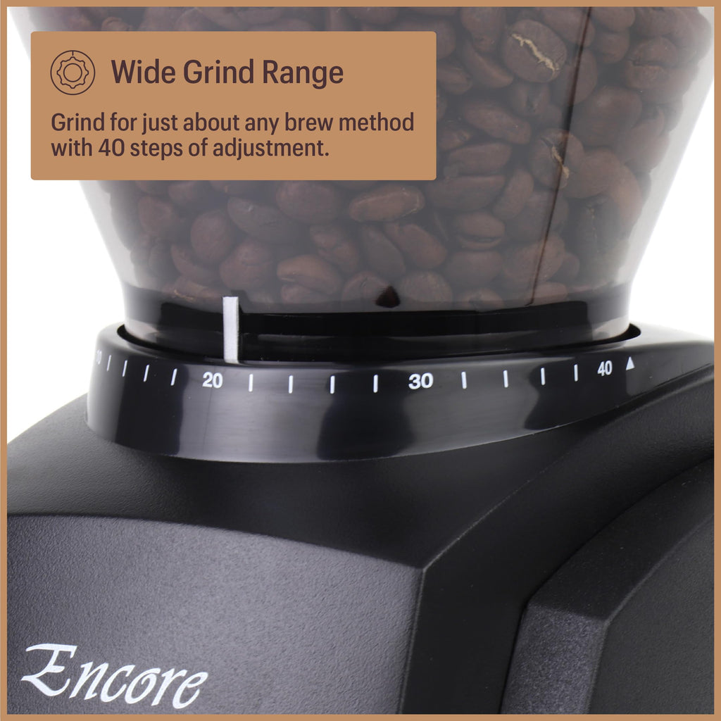 Encore coffee grinder ZCG485BLK black conical burr adjustable 40 grind settings for home brewing