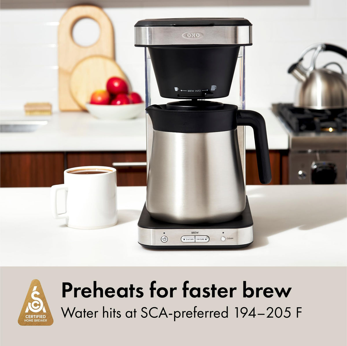 8 Cup Coffee Maker Single Serve Thermal Carafe Stainless Steel Brewing Machine for Home Office