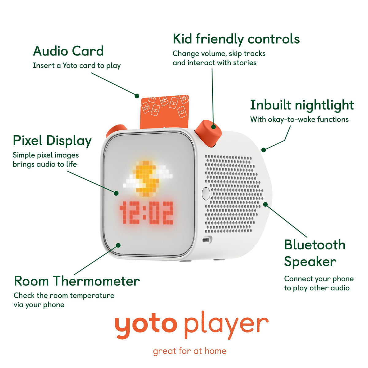 Screen-Free Kids Audio Player Starter Pack with Bluetooth and Night Light