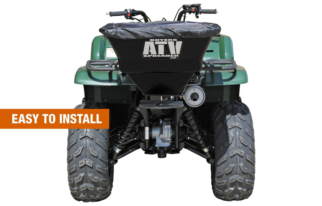 ATVS100 100 lb ATV rear rack mount broadcast spreader for efficient seed and fertilizer spreading
