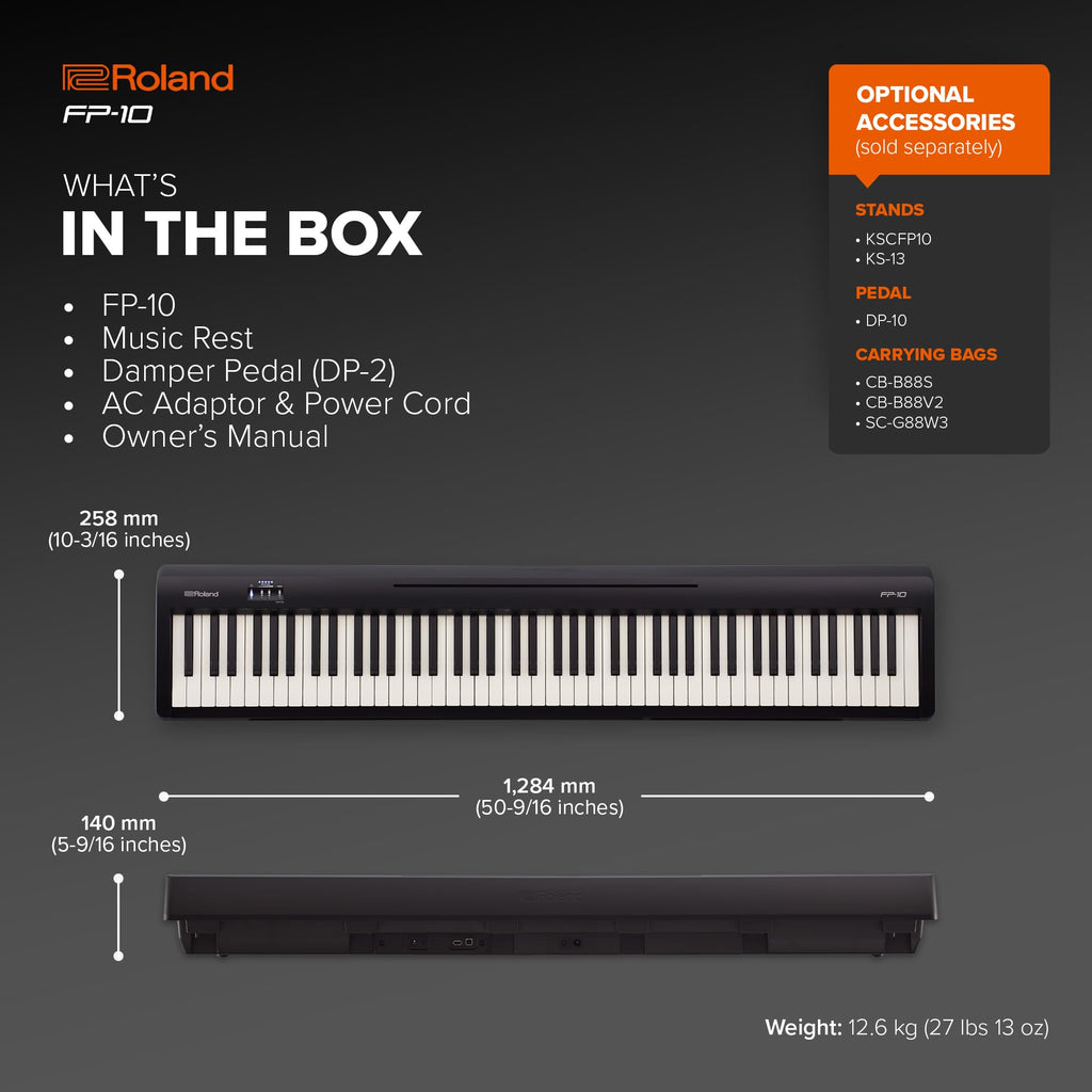 88 Key Compact Digital Piano for Beginners, FP10