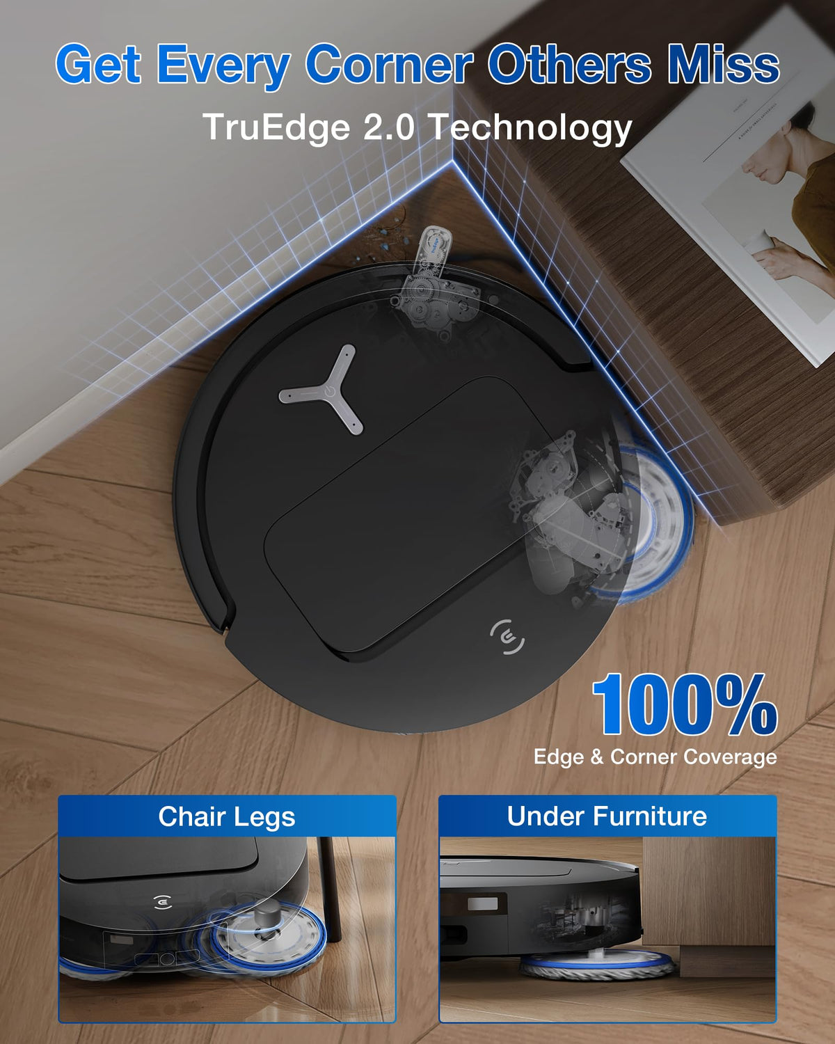 T50 PRO Omni Robot Vacuum and Mop 3.19in 15000Pa ZeroTangle 2.0 TruEdge AIVI 3D Auto Wash Dry Self Empty