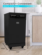 18 Inch Portable Dishwasher Energy Star BPD8B Black Compact Efficient Design for Small Spaces