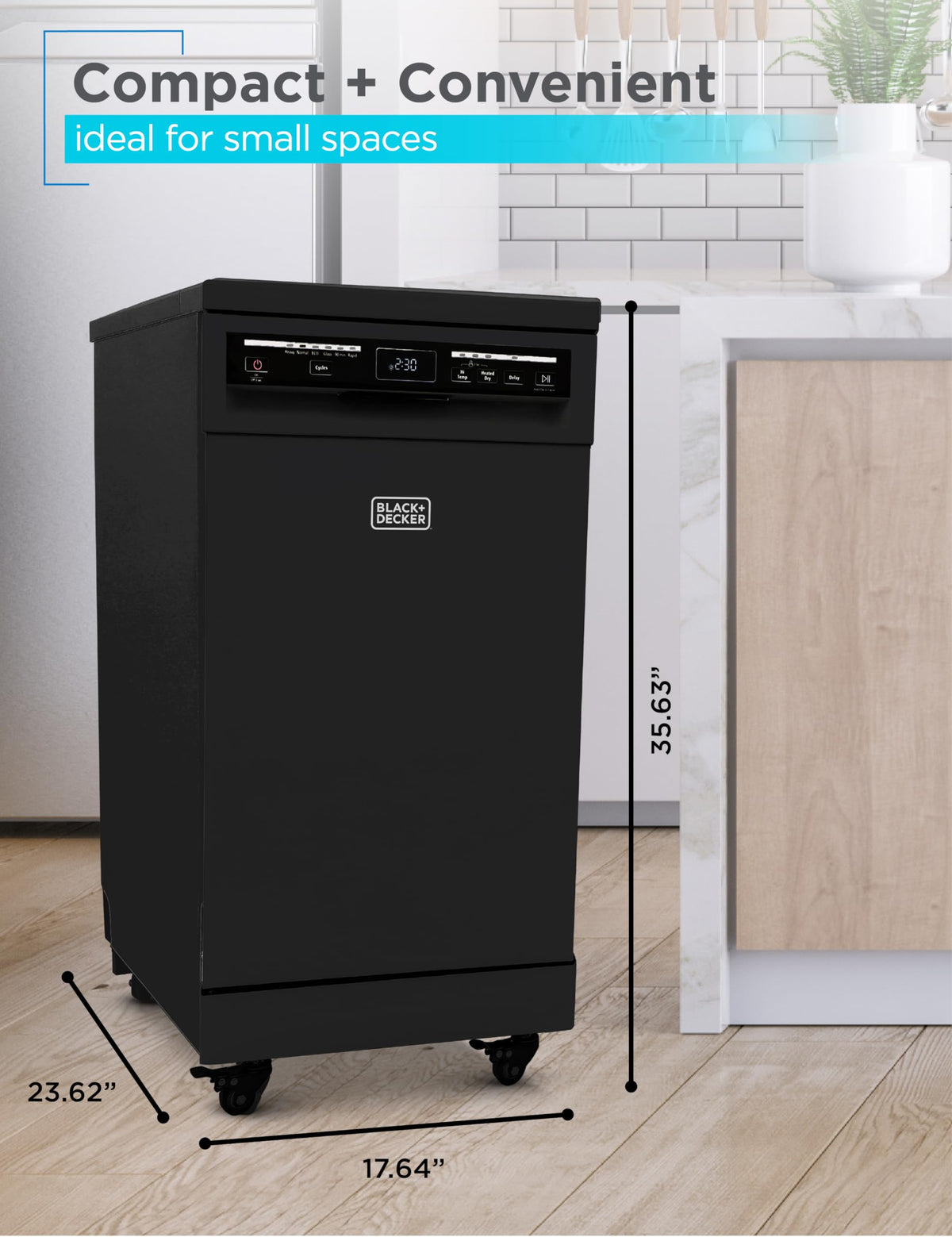 18 Inch Portable Dishwasher Energy Star BPD8B Black Compact Efficient Design for Small Spaces