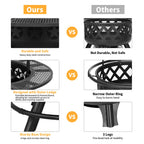 35 inch wood burning BBQ fire pit with 2 cooking grates charcoal pan cover lid round table for patio bonfire
