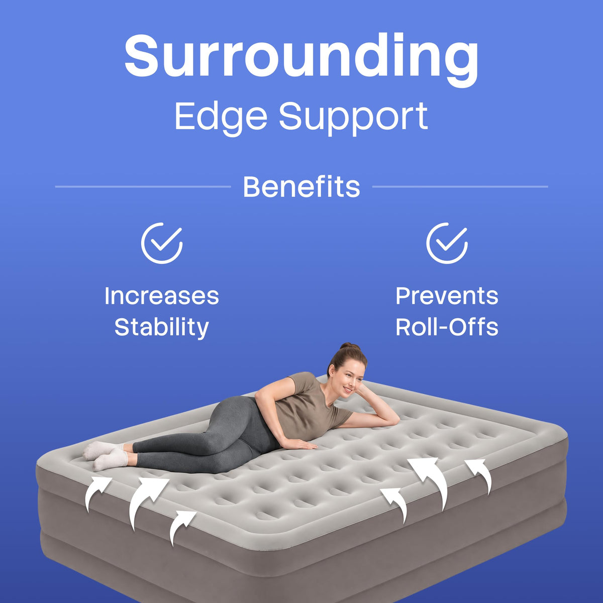 Dream 18 inch queen air mattress luxury raised with built in dual pump for home camping guests