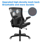 Ergonomic Office Chair PU Leather Mesh Back Lumbar Support Flip Up Arms Swivel Executive Desk Chair