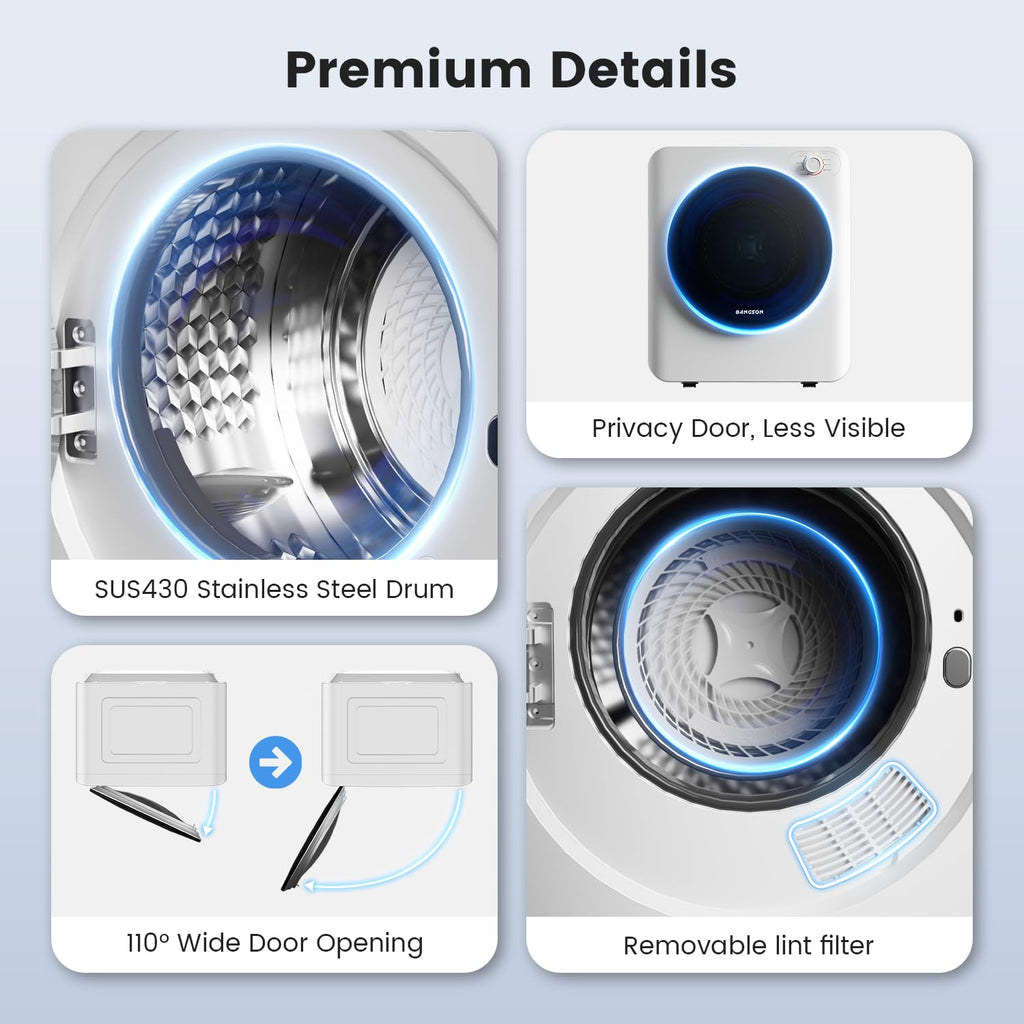 1.5 Cu Ft Portable Clothes Dryer 120V Vented Electric Dryer Compact Laundry Machine for Home Apartment