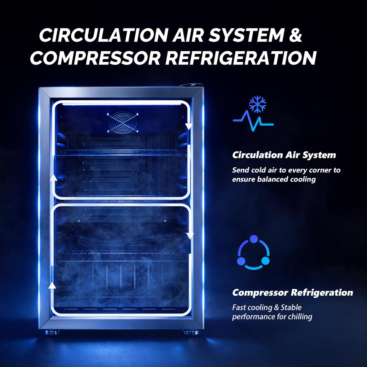 3.3 cu ft beverage refrigerator cooler double glass door adjustable shelf with lock 32 to 50 Fahrenheit black
