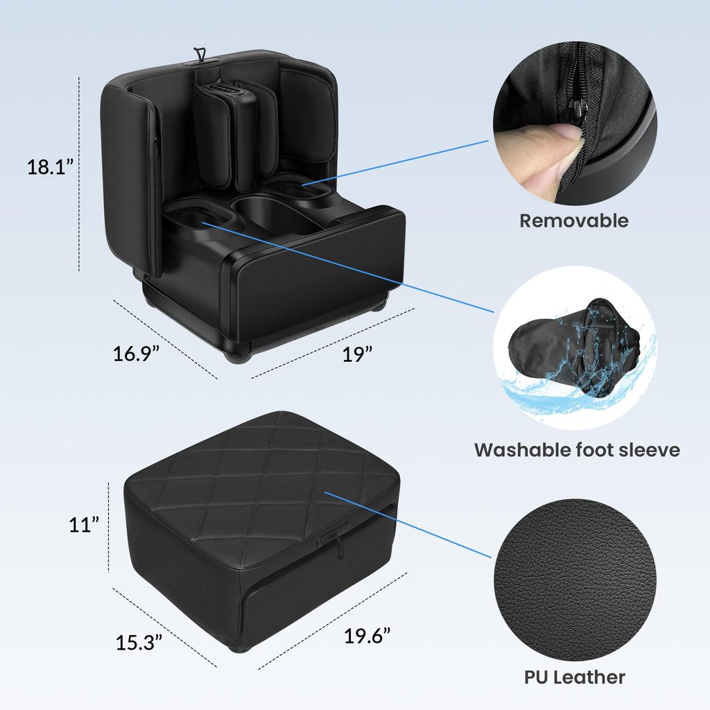 Shiatsu Foot and Calf Massager with Heat 2 in 1 Ottoman Foot Rest FSA Eligible Deep Kneading