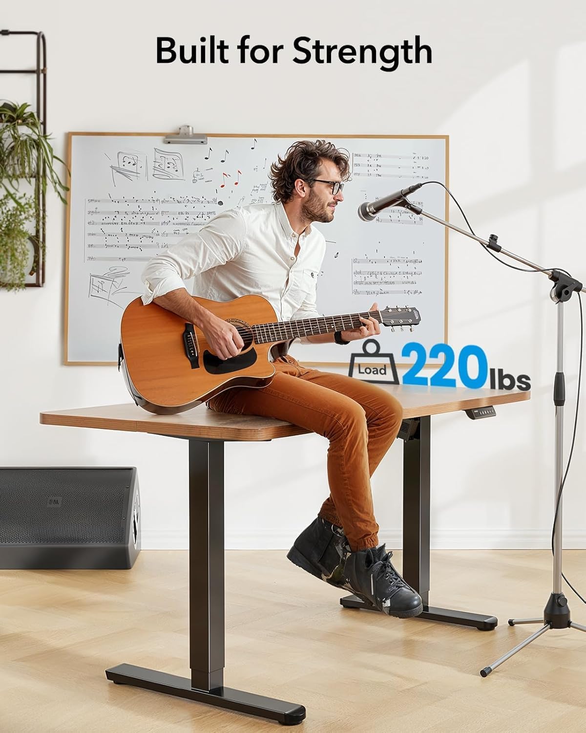 Electric standing desk frame with brushless motor heavy duty adjustable base for max 75 x 35 inch tops