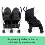 3Dlite Lightweight Folding Side by Side Double Stroller with 5 Point Harness for Infants Toddlers Black