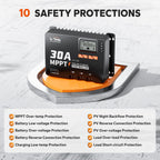 12V 24V 30A MPPT Solar Charge Controller with Bluetooth and LCD Display for Solar Panel System