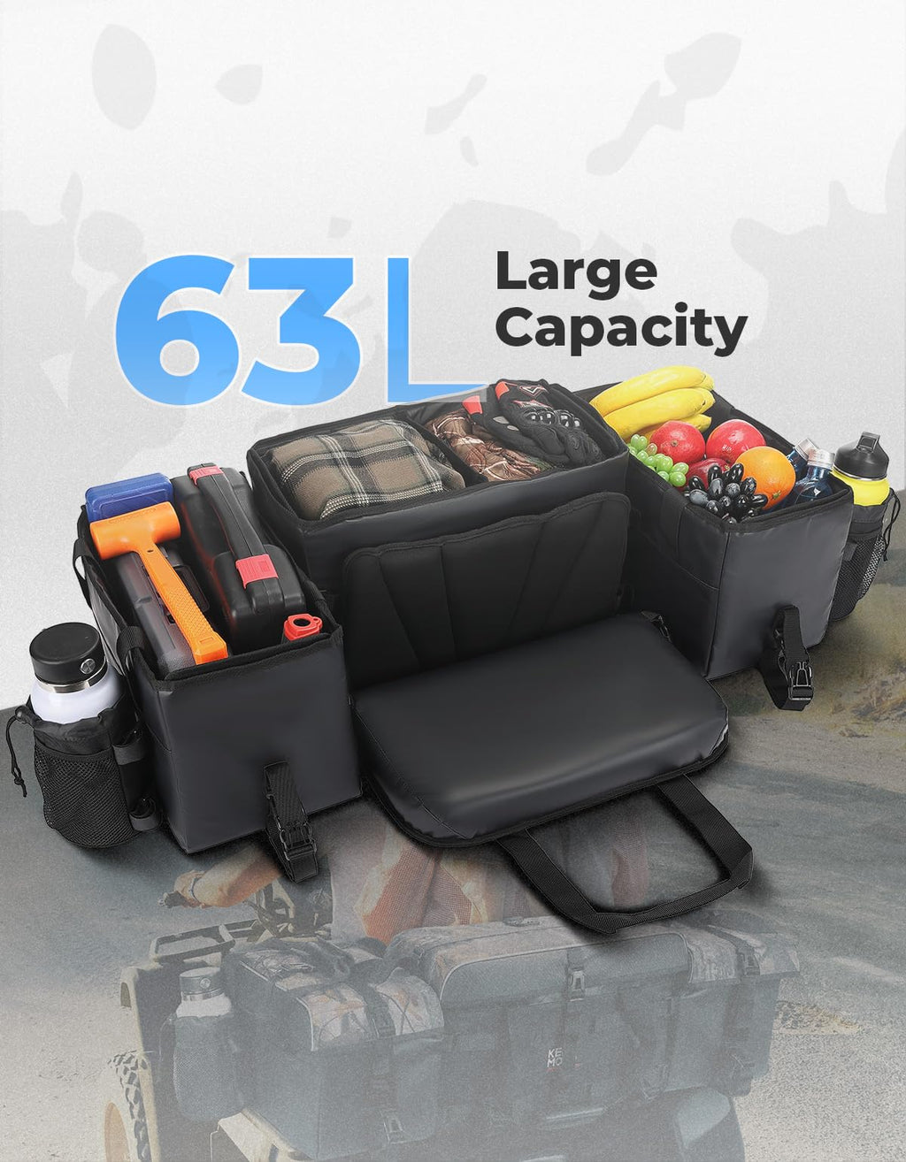 76L ATV Storage Bags with Cooler Bag Upgraded Four Wheel Rear Rack Cargo Seat Bag for Sportsman Fourtrax
