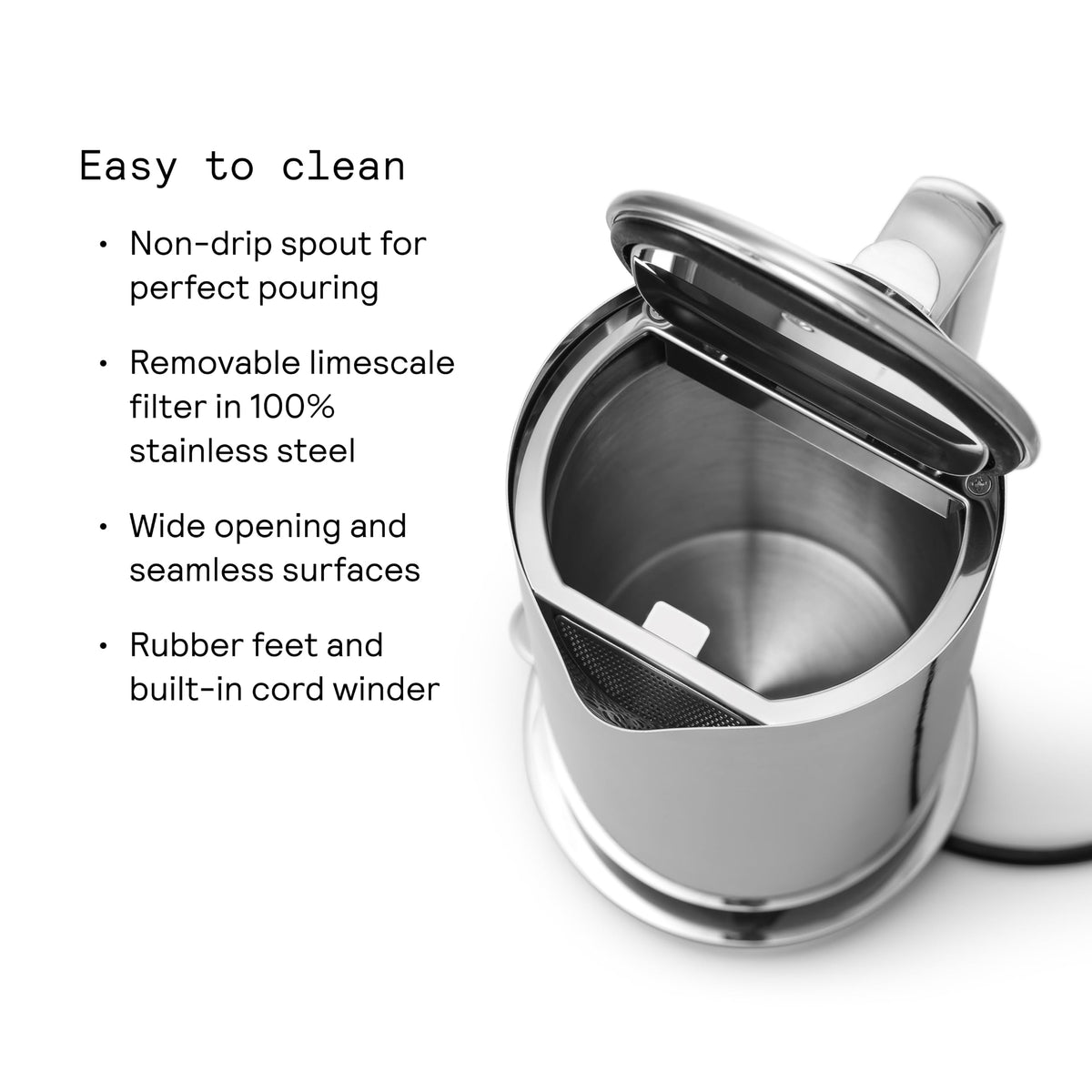 Electric stainless steel tea kettle 1.2L 40oz steel water boiler for home kitchen tea coffee