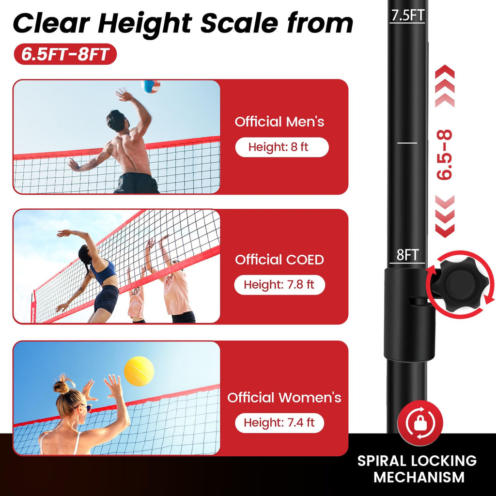 Volleyball Training Net Equipment 11x8FT Portable Volleyball Practice Net for Skills Training