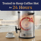 100 Cup Commercial Coffee Urn and Hot Water Boiler Dual Wall Large Capacity for Catering and Events