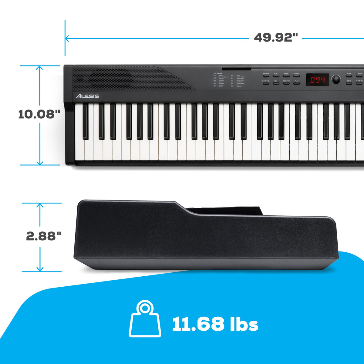 88 Key Digital Piano Keyboard with Built-In Speakers, Beginner Bundle