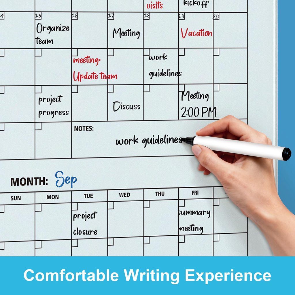 Glass Calendar Whiteboard 72 x 48 Inches Dry Erase Planner Board for Office Home School Use