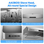 30 Inch Under Cabinet Range Hood Stainless Steel Kitchen Vent Hood Exhaust Fan for Home Kitchen