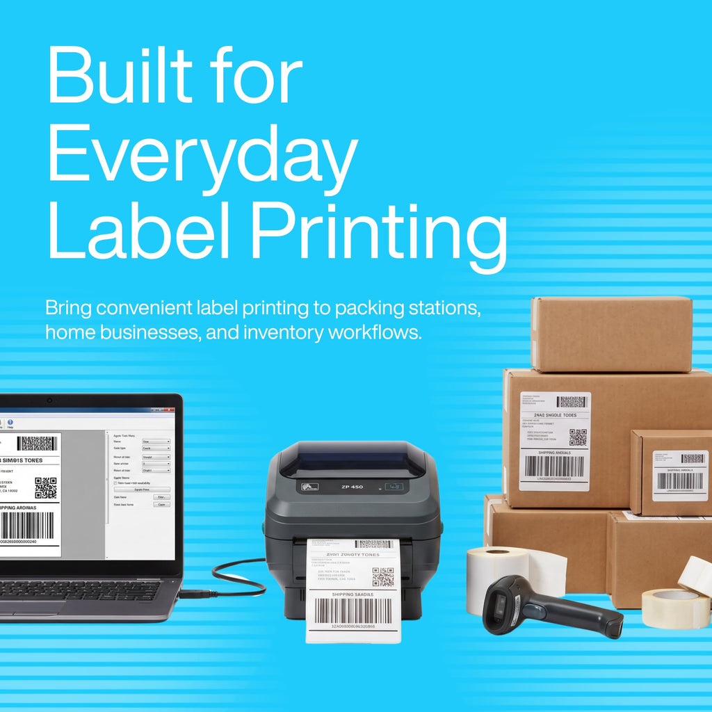 ZP450 Direct Thermal Label Barcode Printer with USB Serial and Parallel Connectivity for Shipping Labels