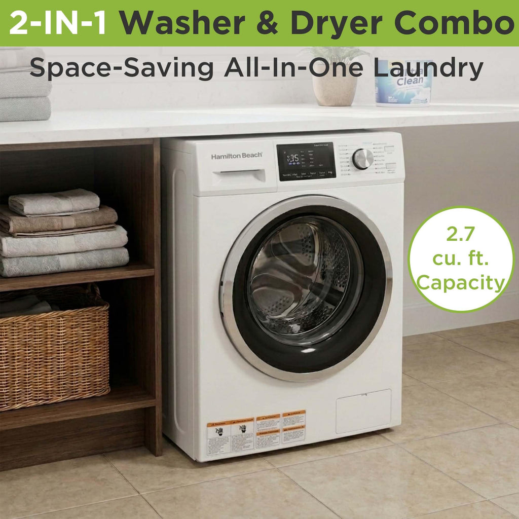 2.65 Cu Ft All In One Apartment Size Washer and Dryer Combo Compact Space Saving Design for Small Spaces