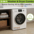 2.65 Cu Ft All In One Apartment Size Washer and Dryer Combo Compact Space Saving Design for Small Spaces